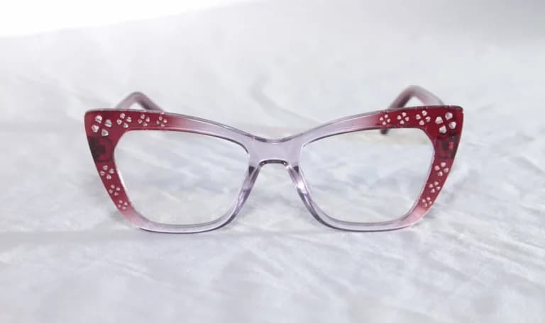 Red and clear frame with white dots